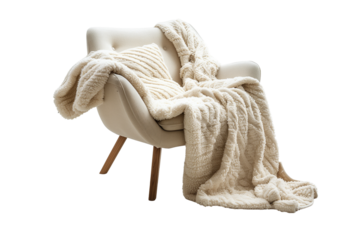 Armchair in soft fabric isolated on transparent background