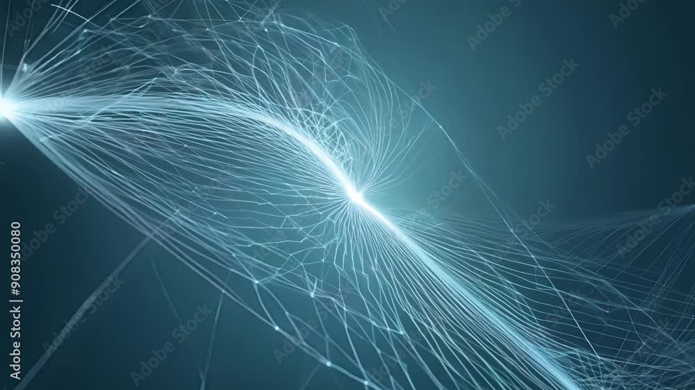 Poster dynamic light waves move gracefully, creating a visually stunning composition in a dark environment.
