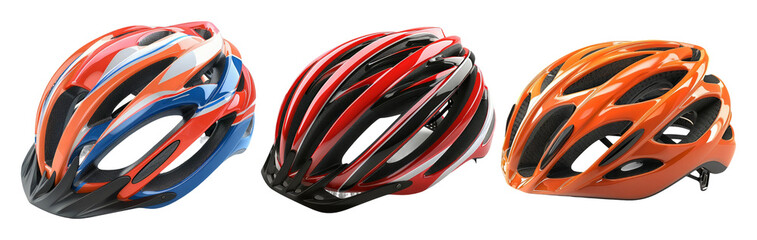 Sports Bicycle Helmets Isolated on Transparent Background