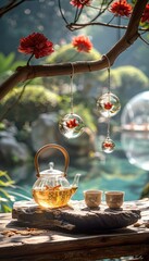 Fototapeta premium Tea Time with Flower Ornaments
