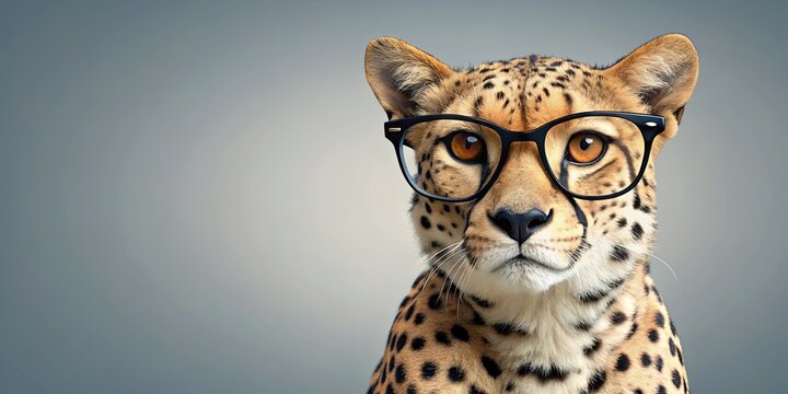 Cheetha wearing eyeglasses in a stylish and fashionable manner, cheetha, glasses, animal, wildlife, stylish, fashion, trend
