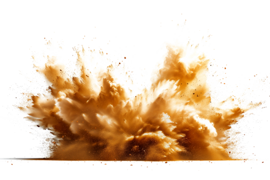 Abstract brown powder explosion isolated on transparent background - Powered by Adobe