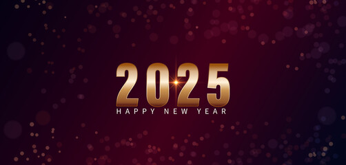 Gold text Happy New Year 2025 against a background