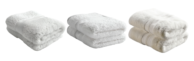 Soft White Towels Isolated on Transparent Background