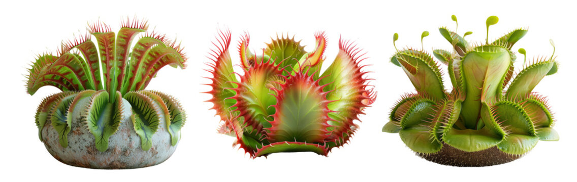 Venus Flytrap Plants Isolated on Transparent Background
