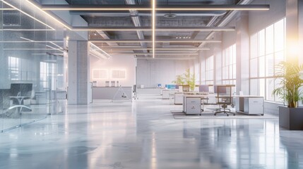 Obraz premium Office environment with futuristic décor and tech integration