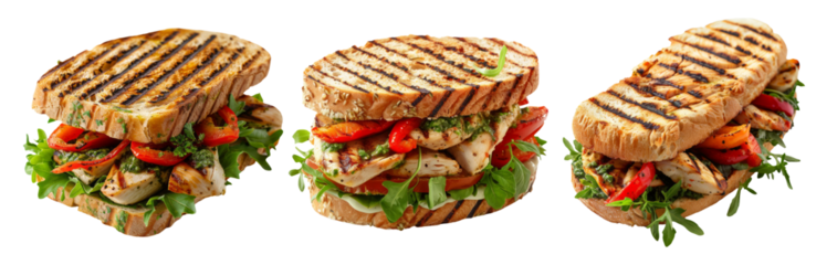 Grilled Panini Sandwiches Isolated on Transparent Background
