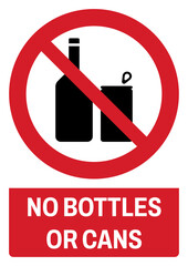 ISO prohibition safety signs_no bottle or cans  size a4/a3/a2/a1	