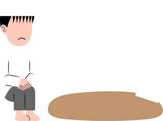 Muslim Kid Visiting Grave Illustration