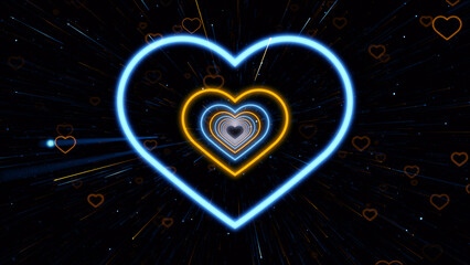 VJ light heart love valentine wedding neon tunnel party event particles background