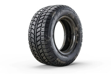 Obraz premium Rugged off-road tire designed for maximum traction and durability, isolated on a white background, suitable for all terrains.