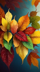 Obraz premium colorful autumn leaves abstract background backdrop design copy space illustration art