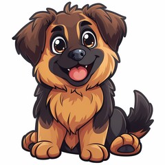 Fototapeta premium Cute cartoon dog with big eyes and a happy expression, showing playful personality.