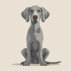 Fototapeta premium A charming gray dog sitting upright against a soft neutral background.