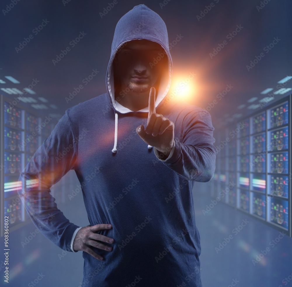 Aufkleber hacker in digital security concept