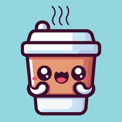 Christmas kawaii coffee cup flat icon