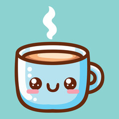 Christmas kawaii coffee cup flat icon