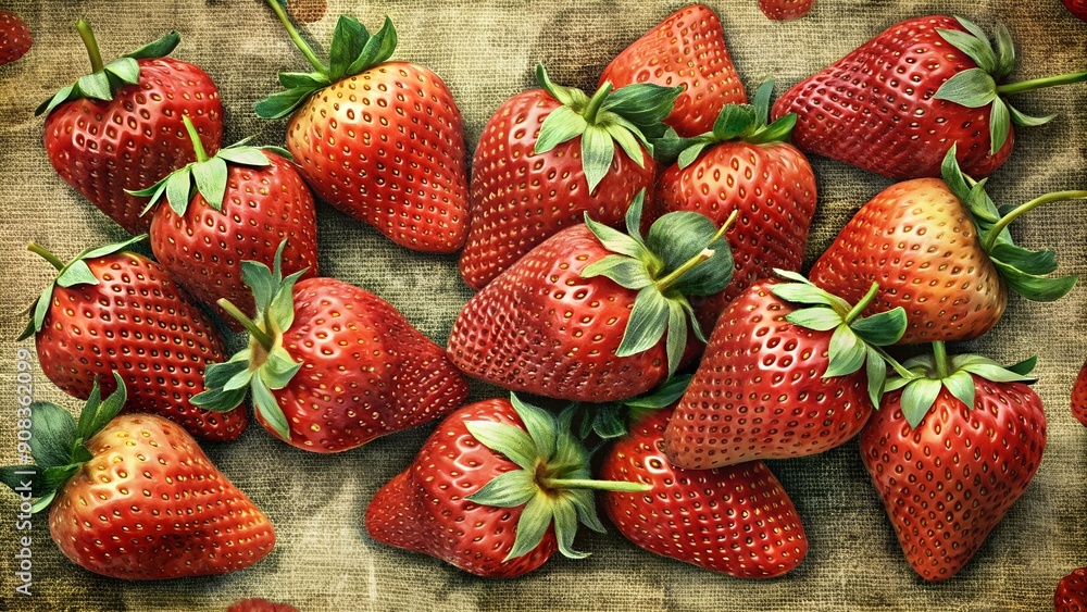 Poster Strawberry Serenade: Photocopied Delights in a Grunge Tapestry  Generative AI