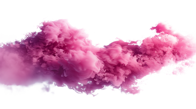 Pink smoke cloud isolated on transparent background