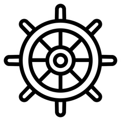 Obraz premium Ship Wheel Icon in Line Style