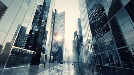 Urban landscape with mix of futuristic and classical architecture