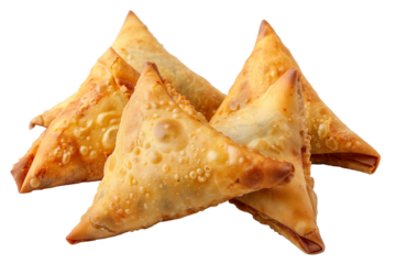 Indian Vegan Punjabi samosa snack isolated on transparent background