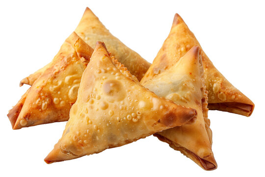 Indian Vegan Punjabi samosa snack isolated on transparent background
