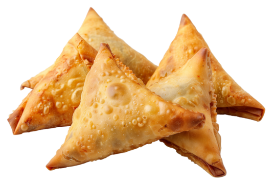 Indian Vegan Punjabi samosa snack isolated on transparent background