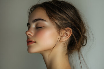 Fototapeta premium A close up of a girl's face with her eyes closed