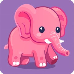 Naklejka premium Cute pink elephant character with big eyes and a playful expression.