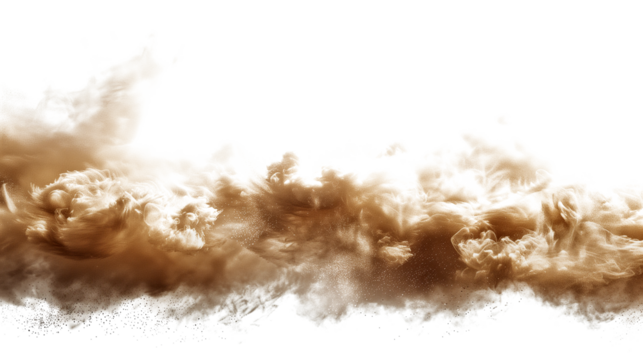 Stormy sand clouds with air waves on transparent background