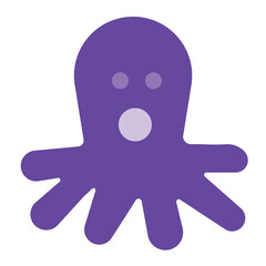 Octopus Icon in Flat Style