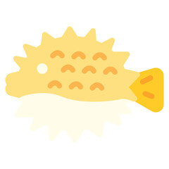 Puffer Fish Icon in Flat Style