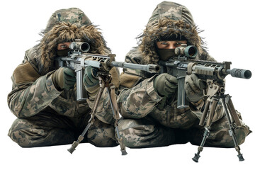 Sniper in full uniform isolated on transparent background