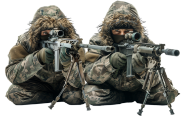 Sniper in full uniform isolated on transparent background