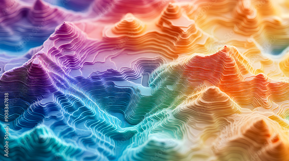 Poster Mesmerizing Psychedelic Digital Art with Vibrant Fluid Patterns and Captivating Fractal Waves  This image features a visually striking and alluring abstract design with a kaleidoscope of colors