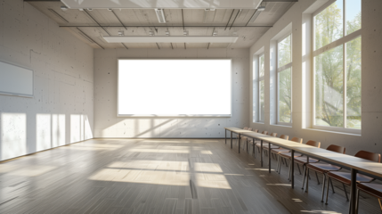 Empty classroom with white board