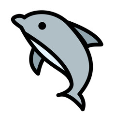 Dolphin Icon in Filled Line Style