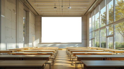 Empty classroom with white board