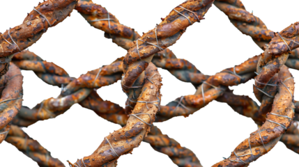 Old rusty iron grid isolated on transparent background
