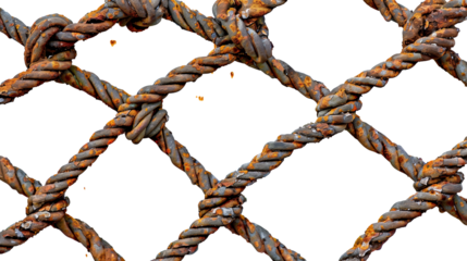 Old rusty iron grid isolated on transparent background