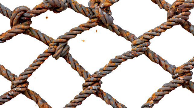 Old rusty iron grid isolated on transparent background