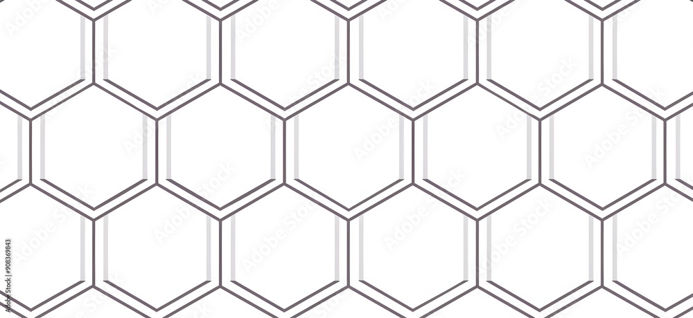 Poster vector illustration of seamless pattern with hexagon grid on white background, simple line drawing v