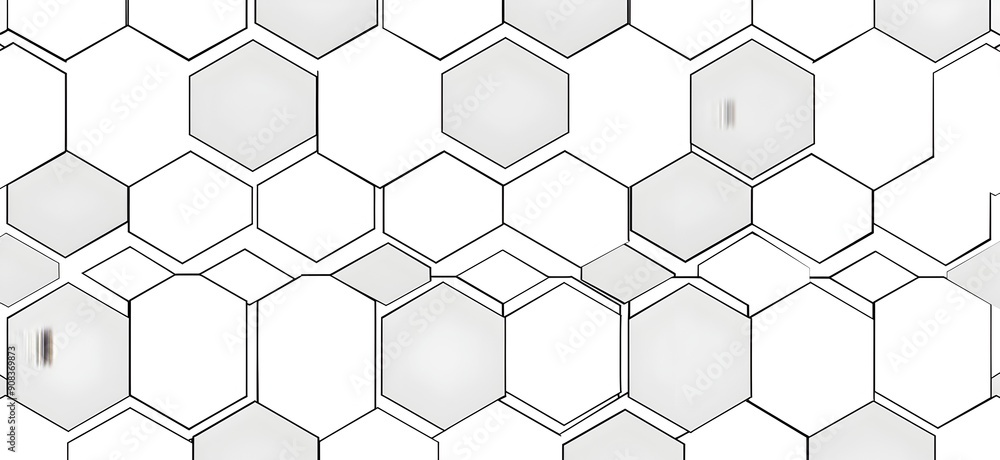 Poster vector illustration of seamless pattern with hexagon grid on white background, simple line drawing v