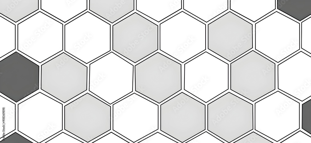 Poster vector illustration of seamless pattern with hexagon grid on white background, simple line drawing v