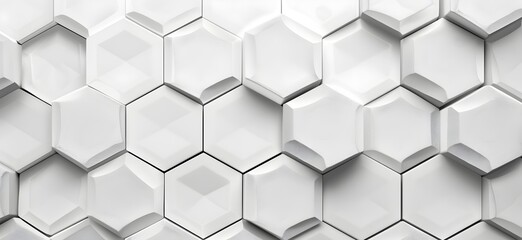 Fototapeta premium White background, grey line hexagon pattern, seamless 