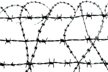 Barbed wire silhouette isolated on transparent background