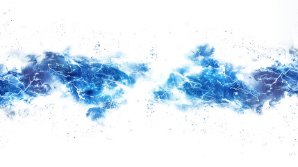Blue electric current lightning on transparent background