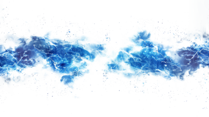 Blue electric current lightning on transparent background