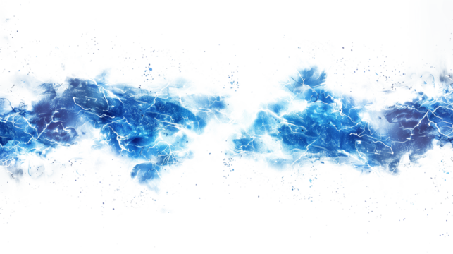 Blue electric current lightning on transparent background